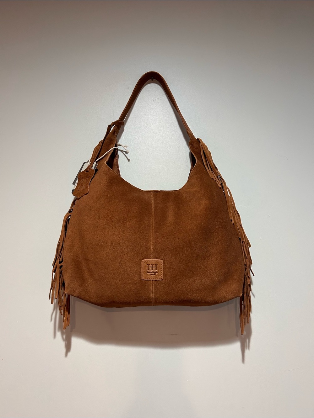 Suede Fringe Hobo Bag in Chestnut Brown - NWT